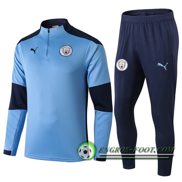 Ensemble Survetement de Foot Manchester City Bleu 2020/2021