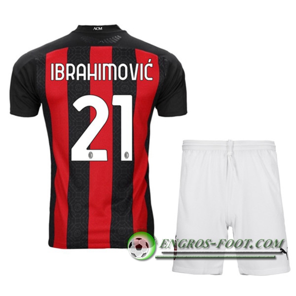 Engros-foot: Maillot Foot Milan AC (IBRAHIMOVIC 21) Enfants Domicile 2020/2021 Thailande