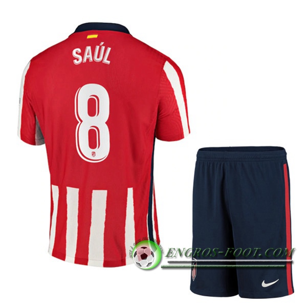 Engros-foot: Maillot Foot Atletico Madrid (Saul 8) Enfants Domicile 2020/2021 Thailande