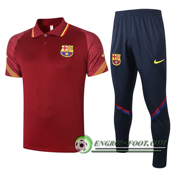 Ensemble Polo FC Barcelone + Pantalon Rouge 2020/2021