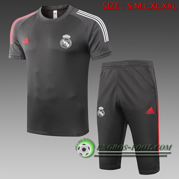 Ensemble Training T-Shirts Real Madrid + Pantalon 3/4 Gris 2020/2021