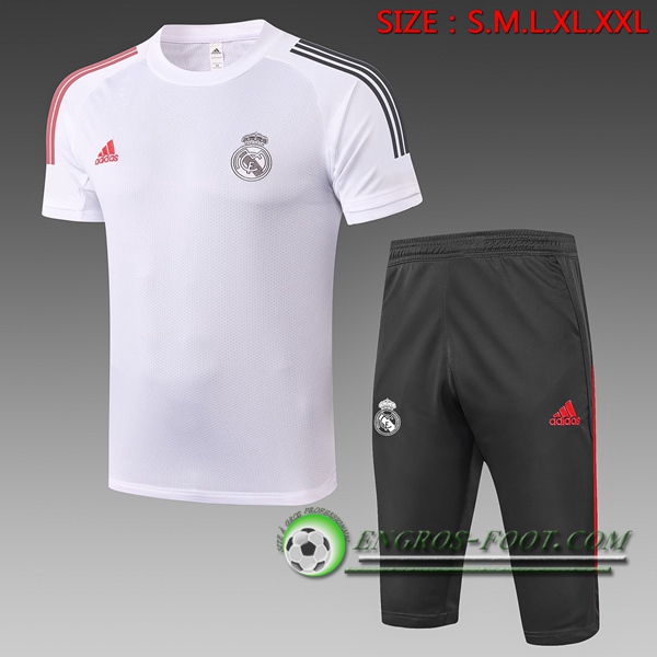 Ensemble Training T-Shirts Real Madrid + Pantalon 3/4 Blanc 2020/2021