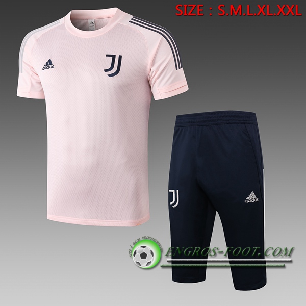 Ensemble Training T-Shirts Juventus + Pantalon 3/4 Rose 2020/2021