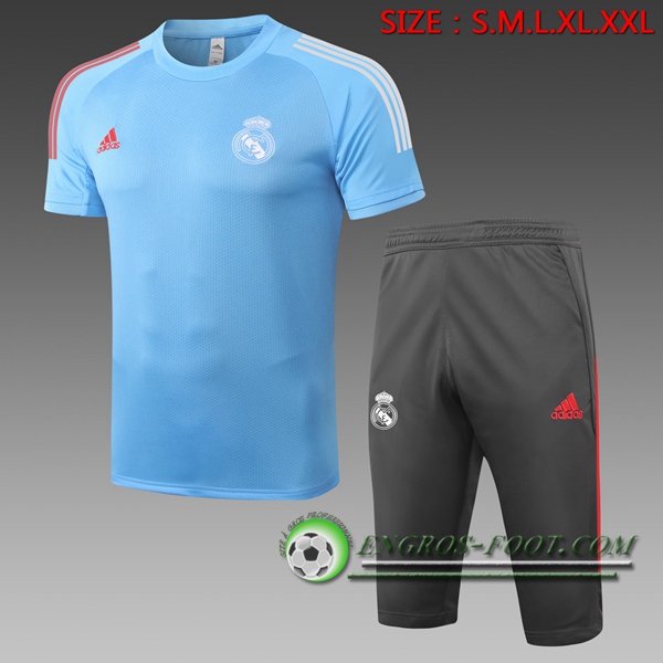 Ensemble Training T-Shirts Real Madrid + Pantalon 3/4 Bleu 2020/2021