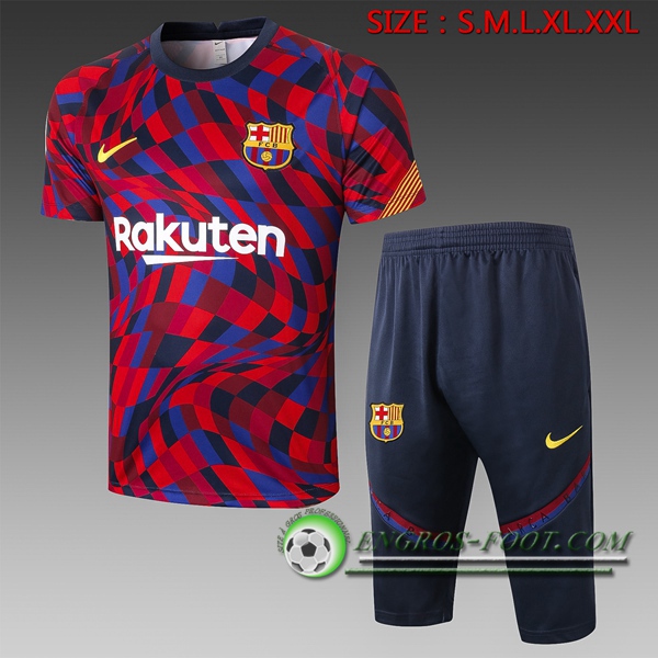 Ensemble Training T-Shirts FC Barcelone + Pantalon 3/4 Rouge 2020/2021