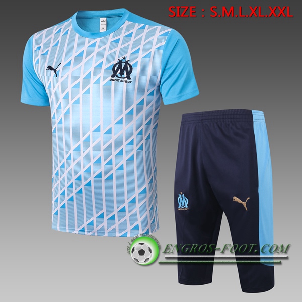 Ensemble Training T-Shirts Marseille OM + Pantalon 3/4 Bleu 2020/2021