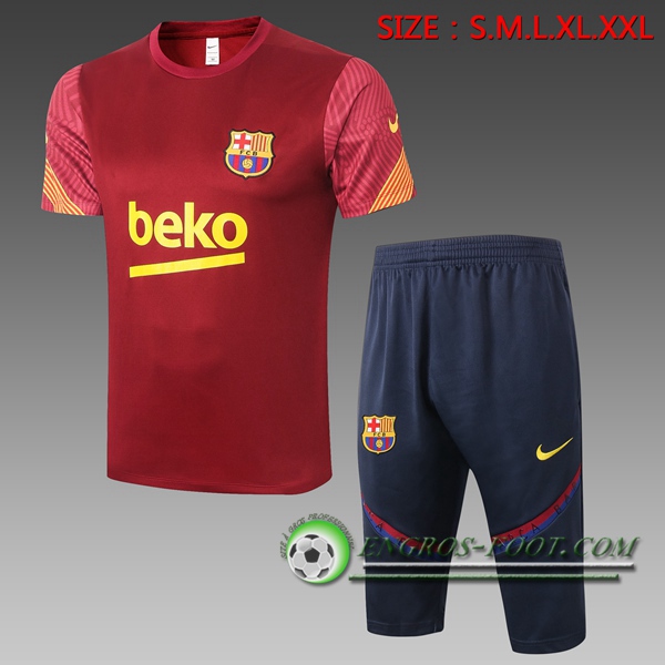 Ensemble Training T-Shirts FC Barcelone + Pantalon 3/4 Rouge 2020/2021