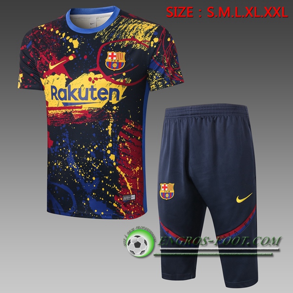 Ensemble Training T-Shirts FC Barcelone + Pantalon 3/4 Bleu 2020/2021