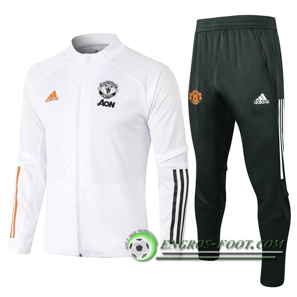 Ensemble Survetement de Foot - Veste Manchester United Blanc 2020/2021