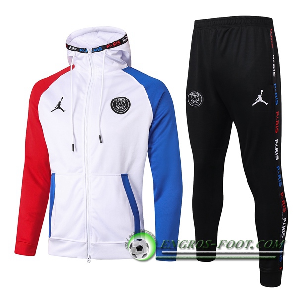 Veste A Capuche Survetement Foot Pairis PSG Jordan Blanc 2020/2021