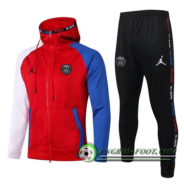 Veste A Capuche Survetement Foot Pairis PSG Jordan Rouge 2020/2021