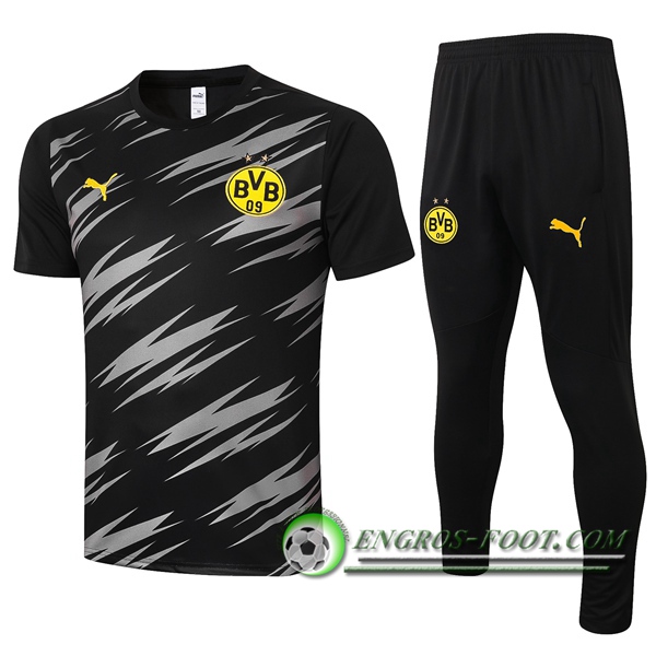 Ensemble Training T-Shirts Dortmund BVB + Pantalon Noir 2020/2021