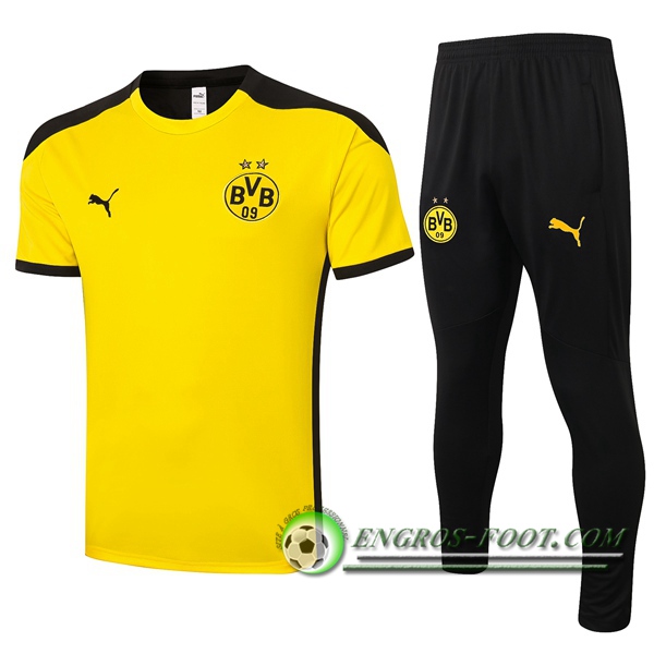 Ensemble Training T-Shirts Dortmund BVB + Pantalon Jaune 2020/2021