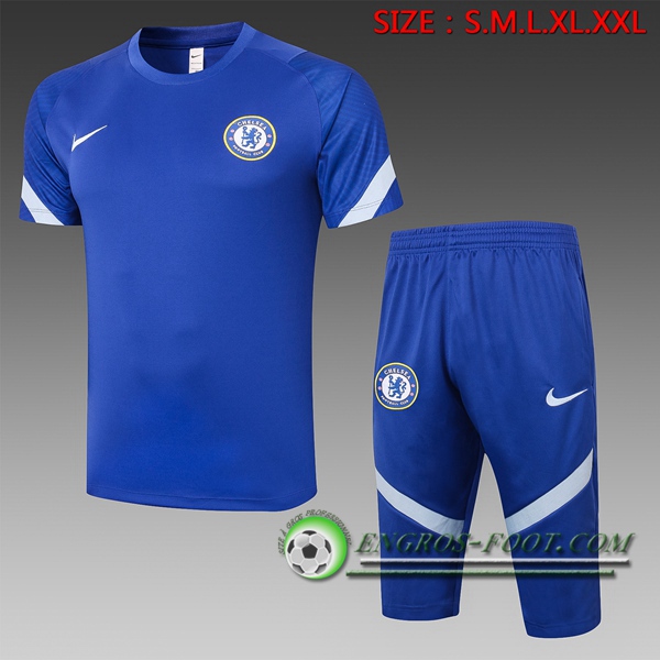 Ensemble Training T-Shirts FC Chelsea + Pantalon 3/4 Bleu 2020/2021