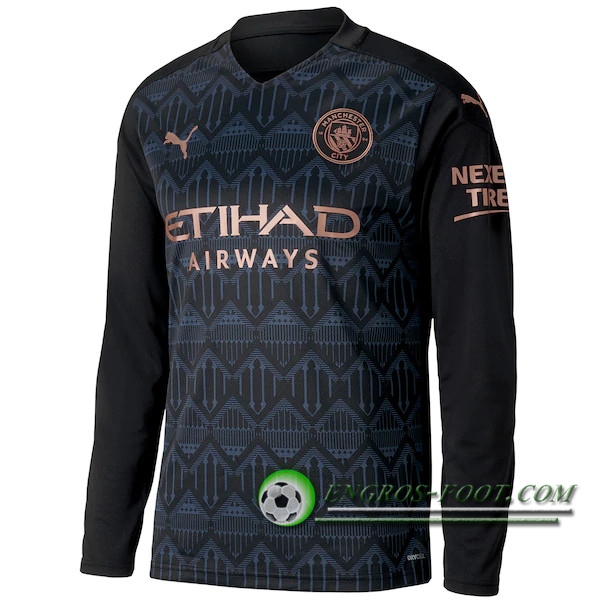 Engros-foot: Jeu Nouveaux Maillot de Foot Manchester City Exterieur Manche longue 2020/2021 Thailande