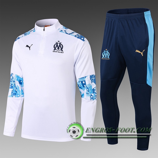 Engros-foot: Nouveau Survetement de Foot Marseille OM Enfant Blanc 2020/2021 Thailande