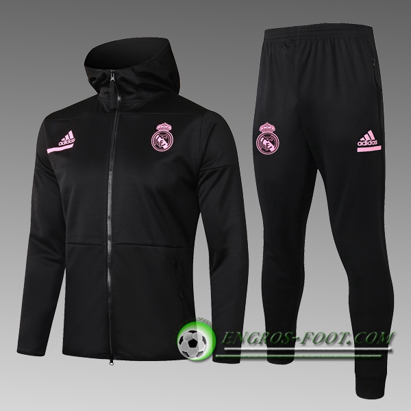 Engros-foot: Veste A Capuche Survetement Foot Real Madrid Enfant Noir 2020/2021 Thailande