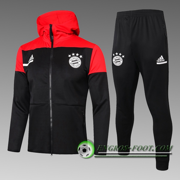 Engros-foot: Veste A Capuche Survetement Foot Bayern Munich Enfant Noir 2020/2021 Thailande