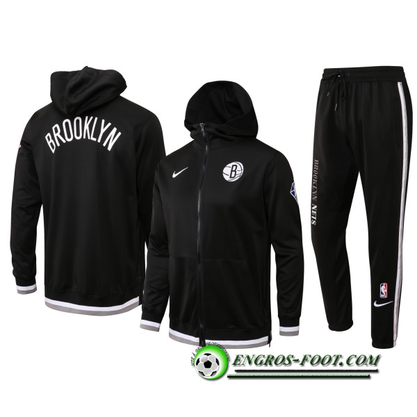 Ensemble Survetement de Foot Brooklyn Nets Noir 2022 -H0084