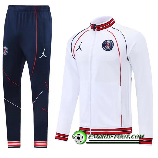 Ensemble Veste Survetement de Foot Jordan PSG Blanc 2022/2023