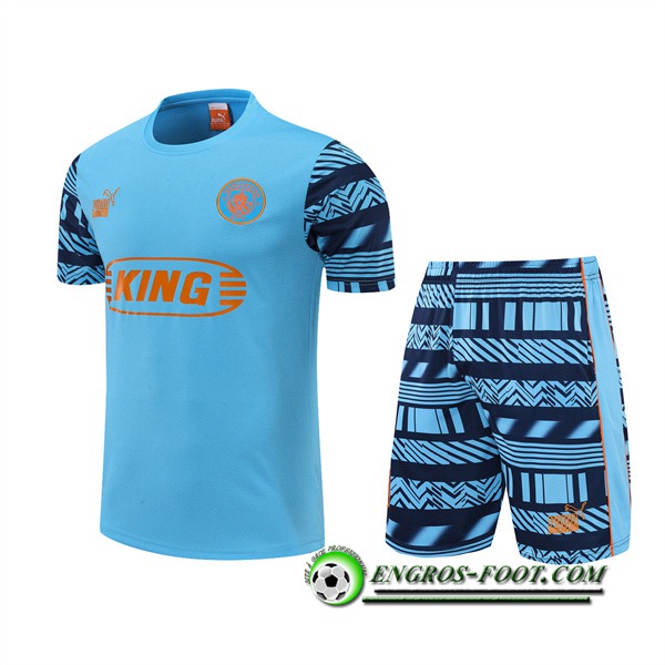 Ensemble Training T-Shirts +Shorts Manchester City Bleu 2022/2023