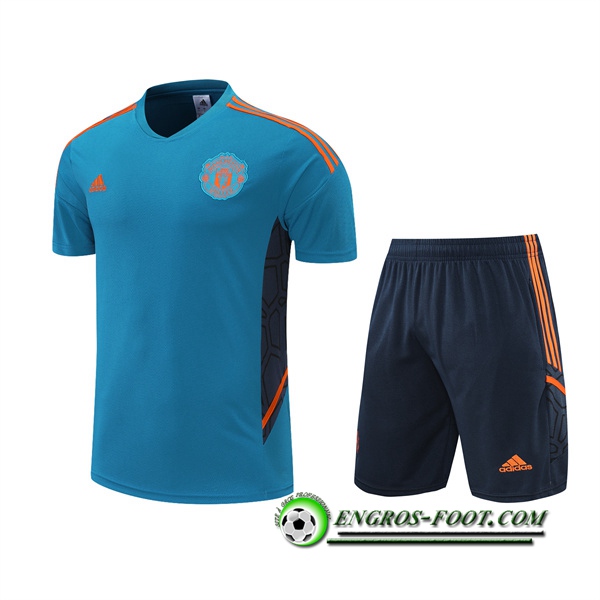 Ensemble Training T-Shirts +Shorts Manchester United Bleu 2022/2023