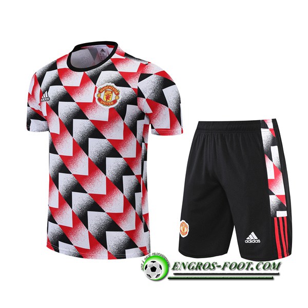 Ensemble Training T-Shirts +Shorts Manchester United Noir/Rouge 2022/2023