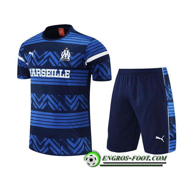 Ensemble Training T-Shirts +Shorts Marseille Bleu 2022/2023