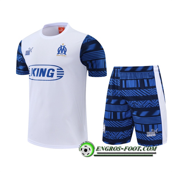 Ensemble Training T-Shirts +Shorts Marseille Blanc 2022/2023