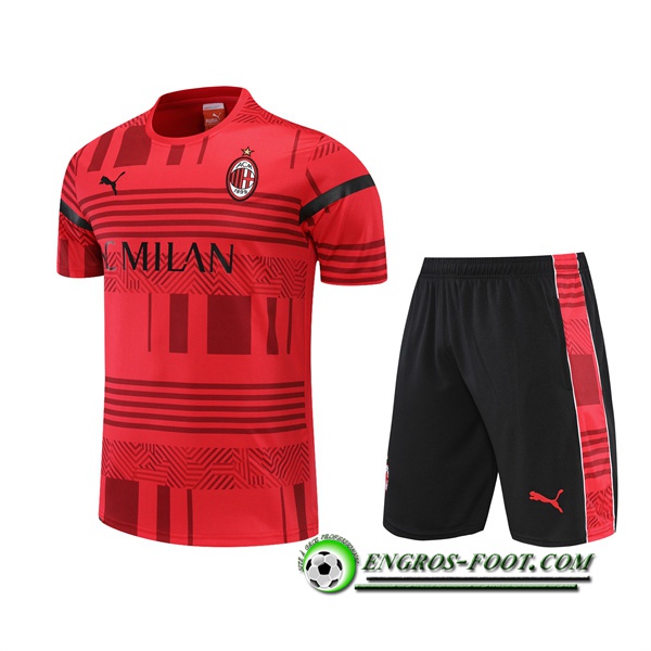 Ensemble Training T-Shirts +Shorts Milan AC Rouge 2022/2023