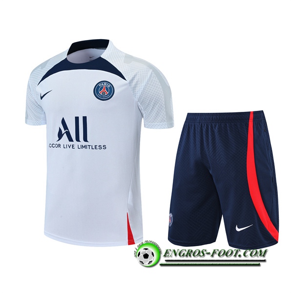 Ensemble Training T-Shirts +Shorts PSG Blanc 2022/2023