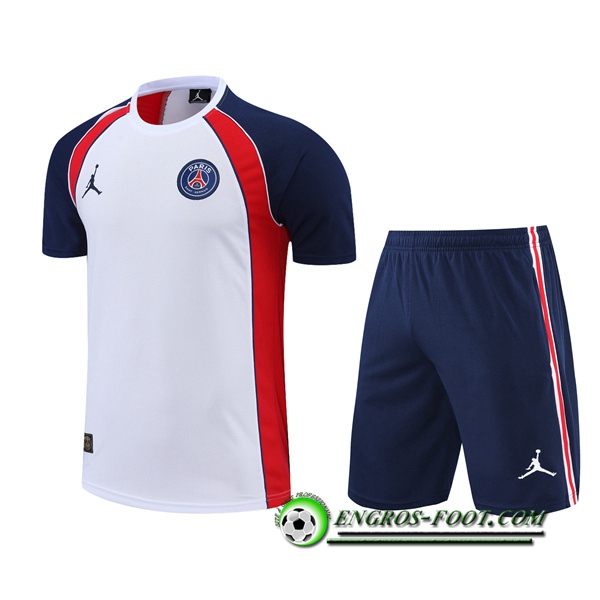 Ensemble Training T-Shirts +Shorts Jordan PSG Blanc/Rouge 2022/2023