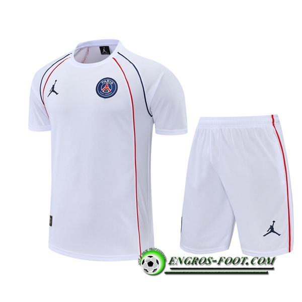 Ensemble Training T-Shirts +Shorts Jordan PSG Blanc 2022/2023