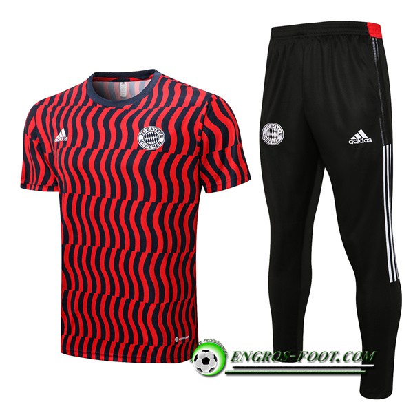 Ensemble Training T-Shirts + Pantalon Bayern Munich Rouge/Noir 2022/2023