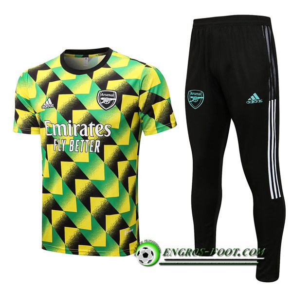 Ensemble Training T-Shirts + Pantalon Arsenal Vert/Jaune 2022/2023