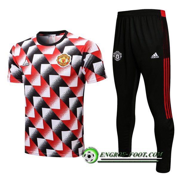 Ensemble Training T-Shirts + Pantalon Manchester United Rouge/Noir 2022/2023