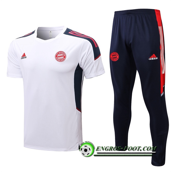 Ensemble Training T-Shirts + Pantalon Bayern Munich Blanc 2022/2023