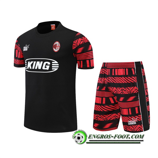 Ensemble Training T-Shirts +Shorts Milan AC Noir 2022/2023