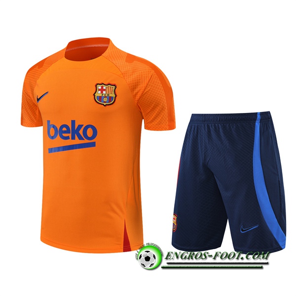 Ensemble Training T-Shirts +Shorts FC Barcelone Orange 2022/2023