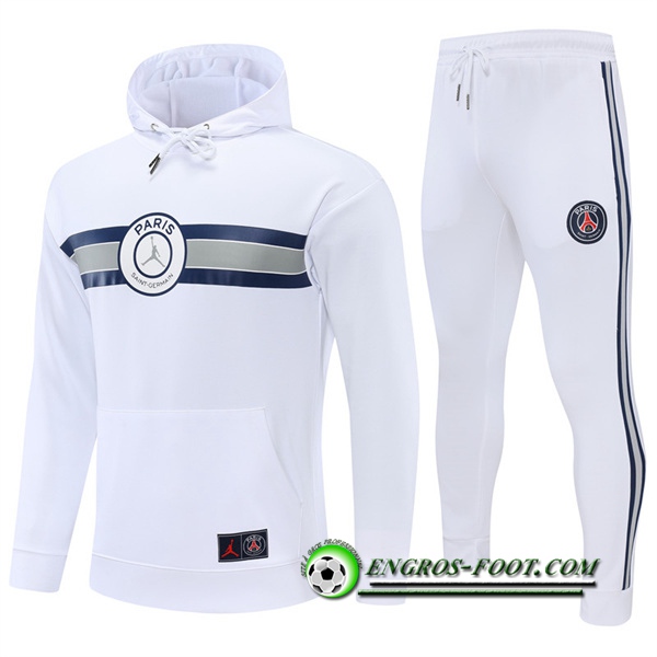 Ensemble Veste A Capuche Survetement Foot Jordan PSG Blanc 2022/2023