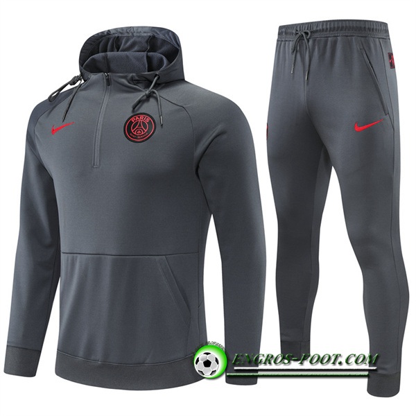 Ensemble Veste A Capuche Survetement Foot PSG Gris 2022/2023