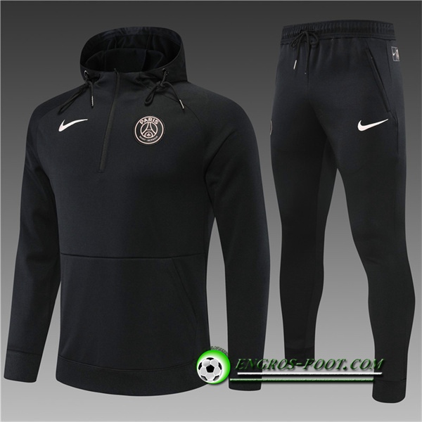 Ensemble Veste A Capuche Survetement de Foot PSG Enfant Noir 2022/2023