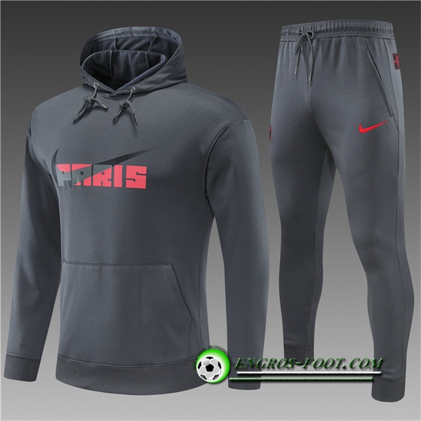 Ensemble Veste A Capuche Survetement de Foot NK PSG Enfant Gris 2022/2023