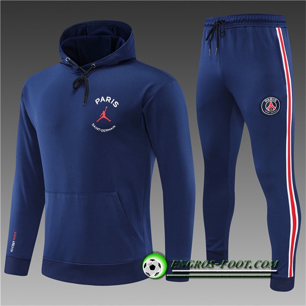 Ensemble Veste A Capuche Survetement de Foot Jordan PSG Enfant Bleu Marin 2022/2023