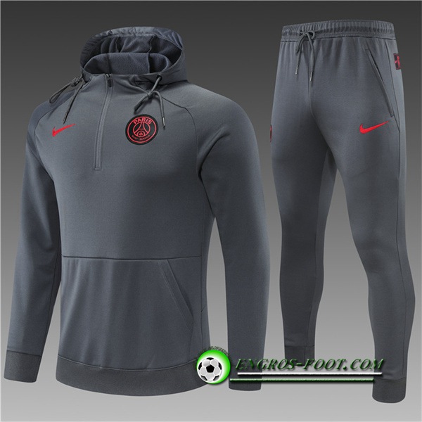 Ensemble Veste A Capuche Survetement de Foot PSG Enfant Gris 2022/2023