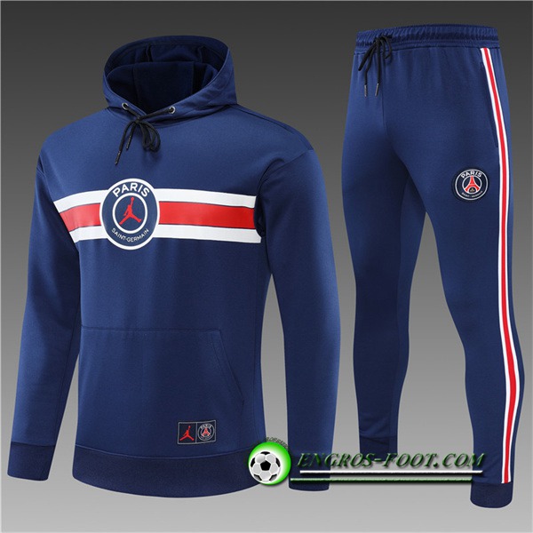 Ensemble Veste A Capuche Survetement de Foot Jordan PSG Enfant Bleu 2022/2023