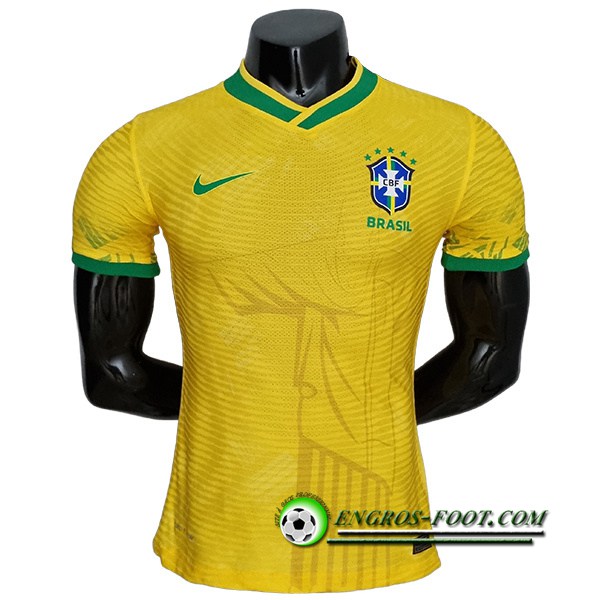 Maillot de Foot Bresil Player Version Classic Jaune Coupe du monde 2022