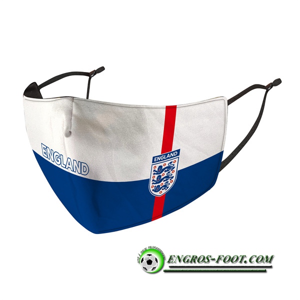 Nouveau Masques Foot Angleterre Blanc/Bleu Reutilisable