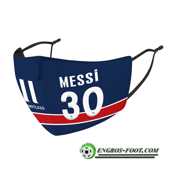 Nouveau Masques Foot PSG Messi 30 Bleu Reutilisable