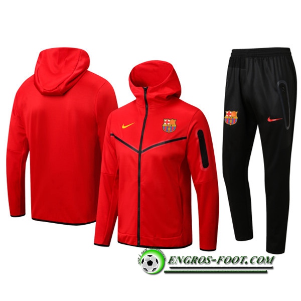 Ensemble Veste A Capuche Survetement Foot FC Barcelone Rouge 2022/2023